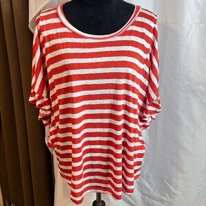 Red and White Striped Women's Top